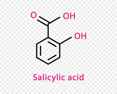 Salicylic acid chemical formula. Salicylic acid structural chemical formula isolated on transparent background.のイラスト素材