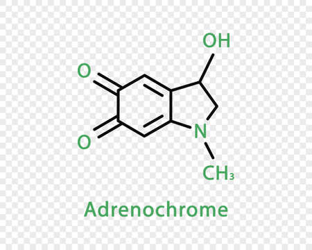 Adrenochrome chemical formula. Adrenochrome structural chemical formula isolated on transparent background.のイラスト素材