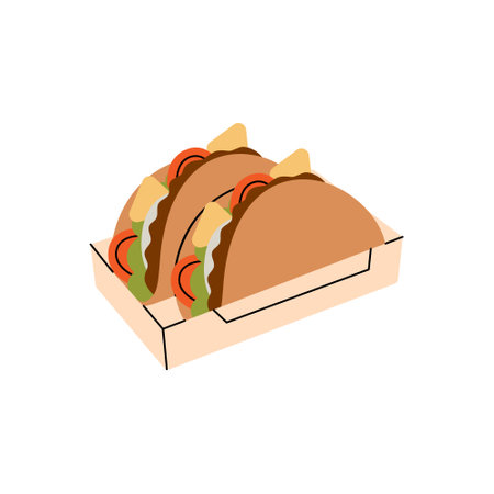 Ground beef tacos. Traditional Mexican street fast food. Vector illustration.のイラスト素材