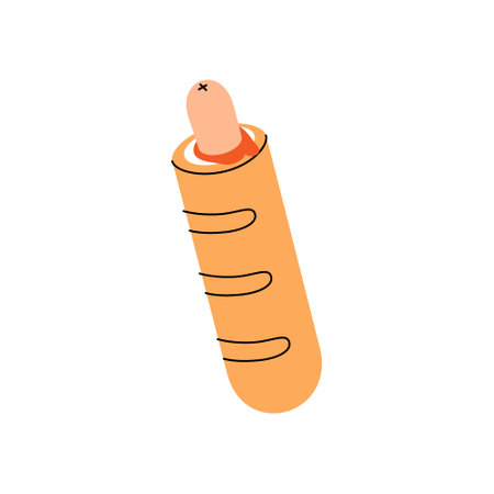 French hot dog. Takeaway snack. Vector illustration.のイラスト素材