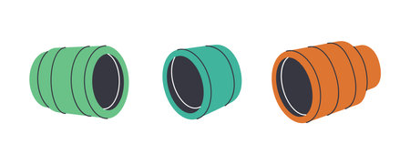 Camera photo lens with shutters. Professional photo equipment. Vector illustration.のイラスト素材