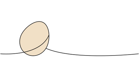 Farm egg one line colored continuous drawing. Organic farm product. Vector illustrationのイラスト素材