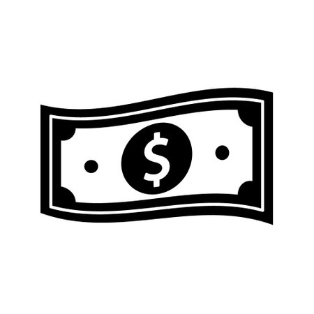 Dollar cash black icon. Investment and business concept. Vector illustration.のイラスト素材