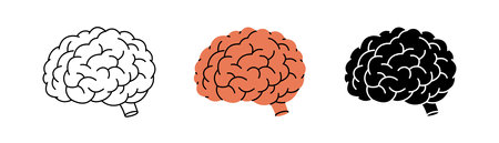 Brain icon set. Human internal organ anatomy. Vector illustration.