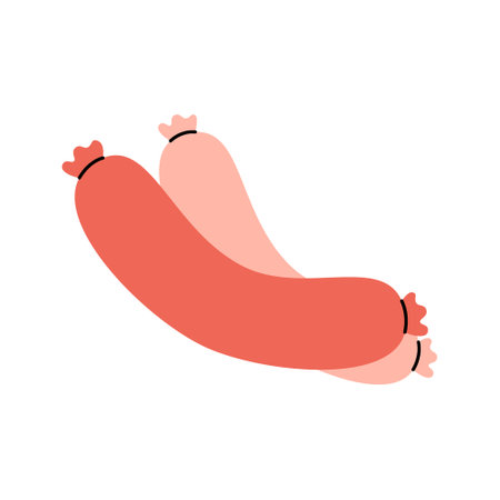 Frankfurters sausages. Butchery sausages menu. Vector illustration.のイラスト素材