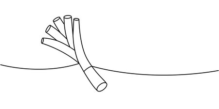 Spring onions one line continuous drawing. Fresh organic vegetable. Vector illustrationのイラスト素材
