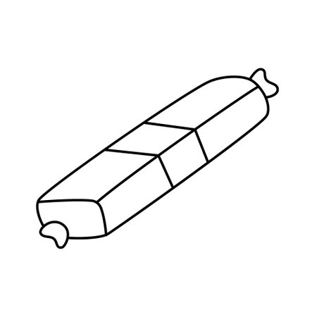 Salami sausage outline symbol. Butcher shop meat. Vector illustration.のイラスト素材