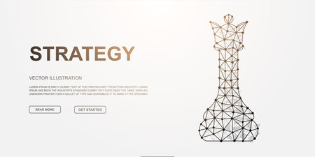 Digital low-poly chess queen glowing in futuristic wireframe style, symbol of power, logic, and ultimate strategy in chessのイラスト素材