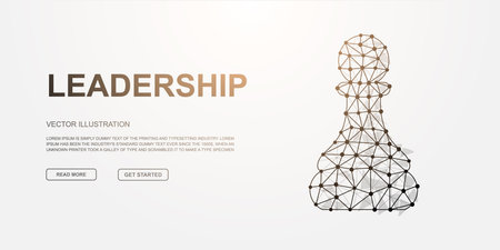 Polygonal wireframe chess pawn in geometric abstract style, symbolizing leadership potential, learning, and strategic growthのイラスト素材