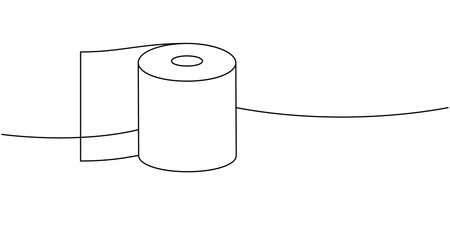 Paper wipe one line continuous drawing. Soft roll. Vector illustrationのイラスト素材