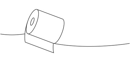 Hygiene paper roll one line continuous drawing. Paper napkin. Vector illustrationのイラスト素材