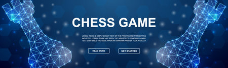 Abstract polygonal chess rooks in a glowing digital style, futuristic low-poly wireframe design symbolizing strength and defenseのイラスト素材