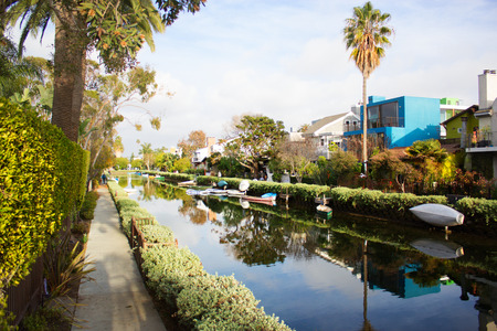 Photo of Canals in Venice, Los Angeles, Californiaの写真素材