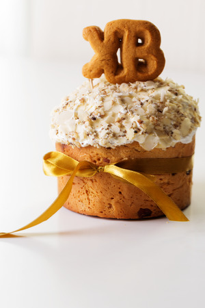 Homemade Easter Cake for Easter celebrating. Fresh Easter cake kulich (Easter bread paska paskha)