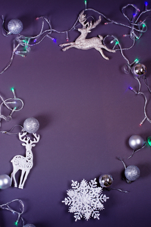  Christmas card. copyspace of winter and Christmas concept. flat lay style. Christmas planning concept.Holidays background.の写真素材