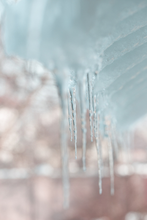 Bright background with icicles. Winter background with iciclesの写真素材