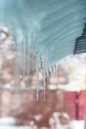 Bright background with icicles. Winter background with iciclesの写真素材