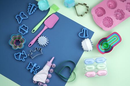 Kitchen Tools. cooking utensils for baking. various shape and size container for baking use. Assorted baking utensilsの写真素材