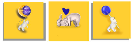 postcard with cute bears. Illustration with Hand drawn bears.Banner with seet bears. Postcards with adorabale bearsの写真素材