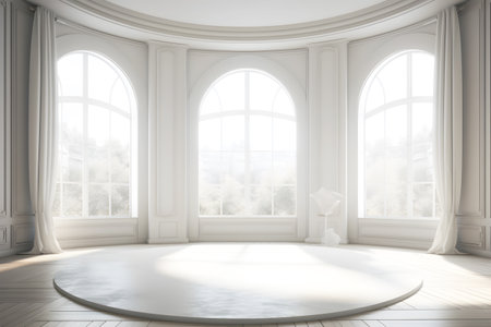 interior of the room with a large window. 3d renderingの素材