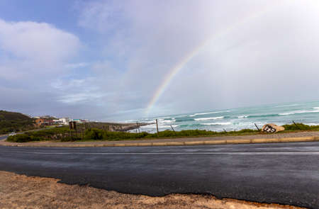 Beautiful garden route road on the fynbos peninsula bordering the entire South African coast, with...