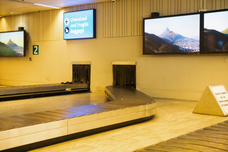 Checked baggage claim belt at Cape Town International Airport in South Africa is one of the best airports in Africa, the place where travelers and tourists pick up their baggage.のeditorial素材