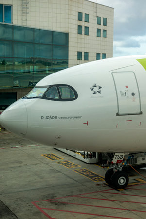 Lisbon, Portugal - November 11, 2022: The magnificent Airbus A330 aircraft of Star Alliance member TAP, a narrow-body aircraft designed for long-haul flights.のeditorial素材