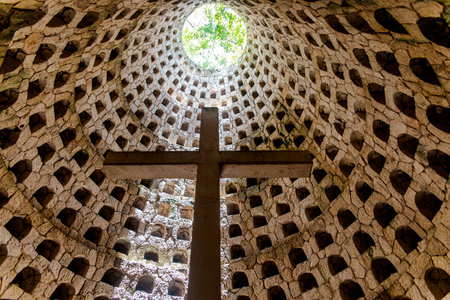 The crypt of the sights and the Mayan pantheon of the Xcaret park in Mexico which is the representation of the Mayan Xibalba located under the old Mexican cemetery. These are incredible places to visitの写真素材