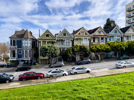 San Francisco; USES; June 7, 2023: The Victorian houses also known as the painted ladies of the Californian city of San Francisco in the United States of America.のeditorial素材