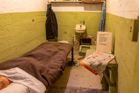 San Francisco, USA, June 16, 2023: Cell of the inmate Frank Morris who escaped from the maximum security federal prison of Alcatraz, located in the middle of the North American bay.のeditorial素材