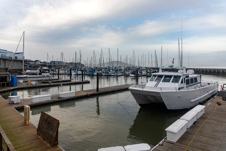 Fisherman's wharf with boats in the city of San Francisco, in the US state of California, in the United States of America. USA Concept.の写真素材