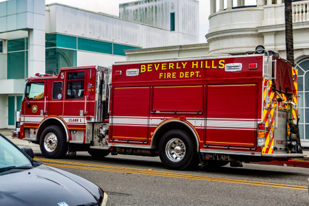 Los Angeles, United States of America; January 15, 2023: Official Beverly Hills fire truck,...