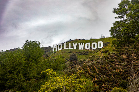 Los Angeles United States; January 15, 2023: The famous Hollywood sign, icon of filmmakers, in the American city of Los Angeles in the state of California in the United States.のeditorial素材