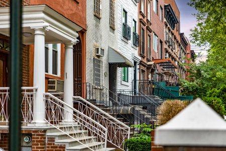 Single-family house in the Williamsburg neighborhood in New York (USA), home to one of the largest Orthodox Jewish communities in the United States of America.の写真素材