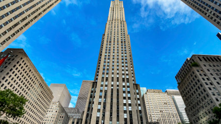 The Rockefeller Center building, which is one of the largest and most famous skyscrapers in Manhattan, is part of the typical scenery of New York (USA).の写真素材