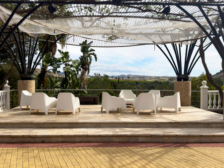 Experience riverside relaxation with scenic views of Ricote Valley, Segura River, Archena, Murcia. Unwind in this natural paradise and enjoy the tranquil setting.の写真素材