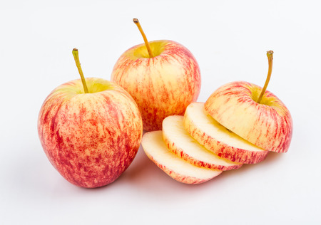 Ripe red apple on white backgroundの写真素材