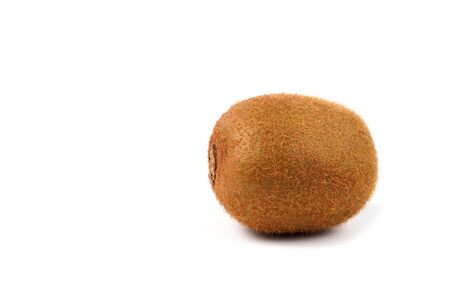 Ripe brown kiwi fruit on white backgroundの写真素材