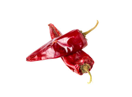 Dry red pepper on white backgroundの写真素材