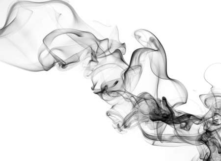 fire of black smoke abstract on white background. black ink movementの写真素材