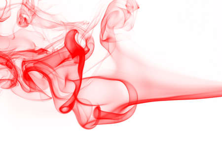 Red smoke abstract on white background, Red ink water colorの写真素材