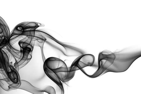 black smoke abstract on white background, Fire design, Toxic smokeの写真素材