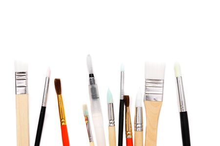 bunch of various paintbrushes , top view