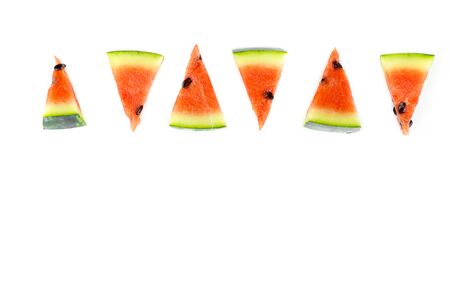 Watermelon slices on upper side of the background.の写真素材