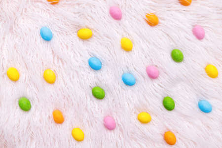 Easter bunny. Happy Easter holiday background concept.Flat lay colorful bunny egg with accessory to...