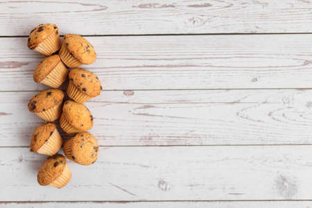 Homemade Chocolate Chip Muffins Ready for Breakfastの写真素材