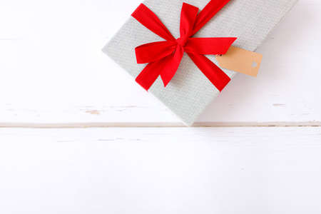 Christmas presents and ornaments on white