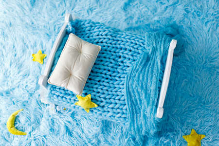 Blue newborn digital backdrop with stars and moon on a colourful background