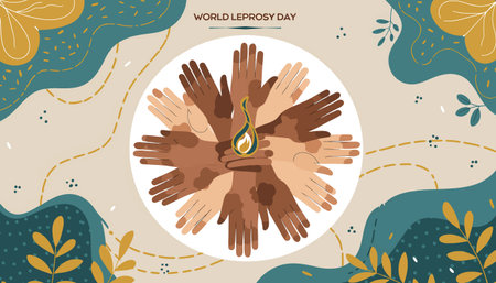 Happy Diwali greeting card design with hands. Vector illustration.のイラスト素材