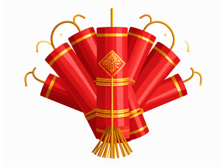 Chinese New Year red paper lantern isolated on white background. Vector illustration.のイラスト素材